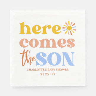 Here Comes The Son Boy Baby Shower スタンダードランチョンナプキン