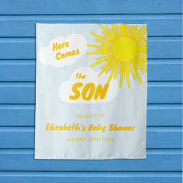 Here Comes The Son Boy Baby Shower タペストリー