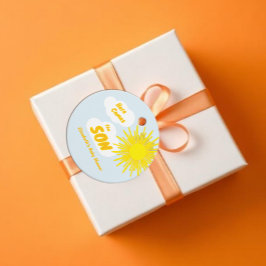 Here Comes The Son Boy Baby Shower フェイバータグ