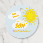 Here Comes The Son Boy Baby Shower フェイバータグ (正面)