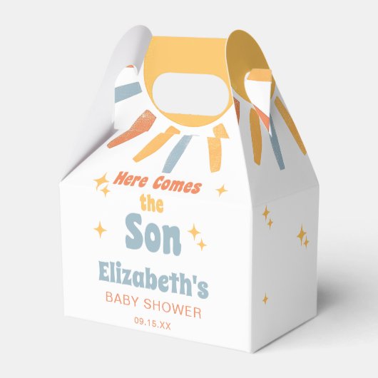 Here Comes The Son Boy Baby Shower フェイバーボックス (正面サイド)