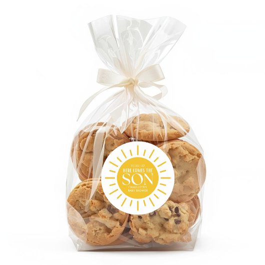 Here Comes The Son Boy Baby Shower ラウンドシール