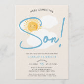 Here Comes The Son Boy Baby Shower 招待状 (正面)