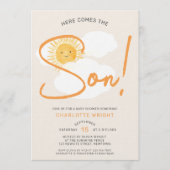 Here Comes The Son Boy Baby Shower 招待状 (正面)