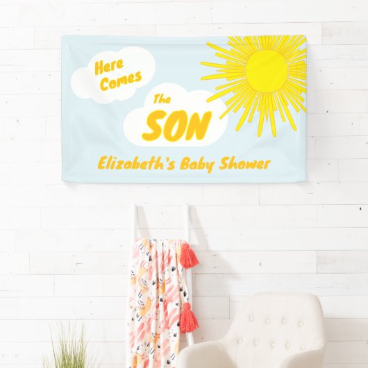 Here Comes The Son Boy Baby Shower 横断幕 (インサイチュ)