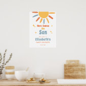 Here Comes The Son Boy Baby Shower Welcome Sign ポスター (キッチン)