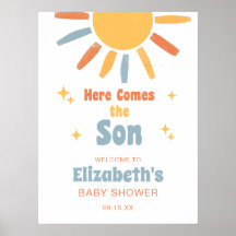 Here Comes The Son Boy Baby Shower Welcome Sign