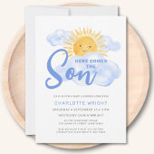 Here Comes The Son Boy's Baby Shower 招待状
