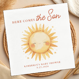 Here Comes The Son Cute Sunshine Boho Baby Shower スタンダードカクテルナプキン