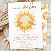 Here Comes The Son Cute Sunshine Boy Baby Shower 招待状