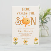 Here Comes The Son Floral Sunshine Baby Shower  招待状 (スタンド正面)
