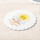 Here Comes the Son Hand Drawn Sunshine Baby Shower ペーパーコースター (アングル)