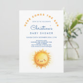 Here comes the son Modern Baby Boy Shower 招待状 (スタンド正面)