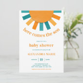 Here Comes the Son Modern Summer Baby Shower 招待状 (スタンド正面)