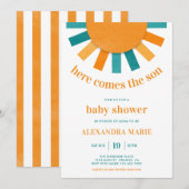 Here Comes the Son Modern Summer Baby Shower 招待状 (正面/裏面)