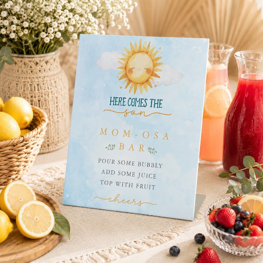 Here comes the Son Mom-osa Bar Baby Shower 台座サイン
