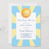 Here Comes The Son Retro Baby Shower 招待状 (正面)