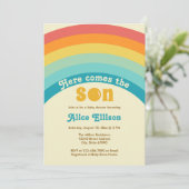 Here Comes the Son Retro Boho Baby Shower 招待状 (スタンド正面)