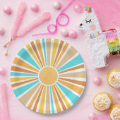 Here Comes The Son, Retro Boho Rainbow Round ペーパープレート (パーティー)