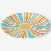Here Comes The Son, Retro Boho Rainbow Round ペーパープレート (アングル)