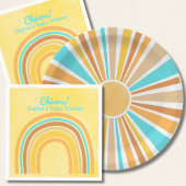 Here Comes The Son, Retro Boho Rainbow Round ペーパープレート