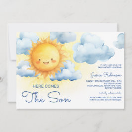 Here Comes The Son Summer Baby Shower 招待状