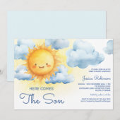 Here Comes The Son Summer Baby Shower 招待状 (正面/裏面)