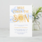 Here Comes The Son Sun Clouds Baby Shower 招待状 (スタンド正面)