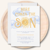 Here Comes The Son Sun Clouds Baby Shower 招待状