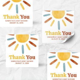 Here comes the Son Sunshine Baby Shower スクエアシール