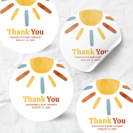 Here comes the Son Sunshine Baby Shower ラウンドシール