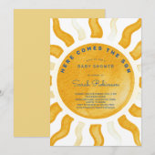 Here Comes The Son Sunshine Baby Shower 招待状 (正面/裏面)