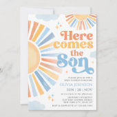 Here Comes the Son Sunshine Baby Shower Invitation 招待状 (正面)