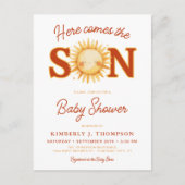 Here Comes The Son Sunshine Boho Boy Baby Shower インビテーションポストカード (正面)
