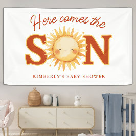 Here Comes The Son Sunshine Boho Boy Baby Shower 横断幕
