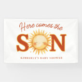Here Comes The Son Sunshine Boho Boy Baby Shower 横断幕 (横)