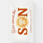 Here Comes The Son Sunshine Boho Boy Baby Shower 横断幕 (縦)