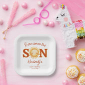 Here Comes The Son Sunshine Boho Cute Baby Shower ペーパープレート (パーティー)