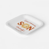 Here Comes The Son Sunshine Boho Cute Baby Shower ペーパープレート (傾斜あり)