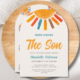 Here Comes the Son Sunshine Boy Baby Shower 招待状