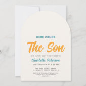 Here Comes the Son Sunshine Boy Baby Shower 招待状 (正面)