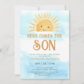 Here Comes the Son Sunshine Sky Baby Shower  招待状 (正面)