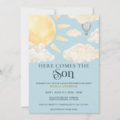 Here Comes the Son Watercolor Sun Cloud Whimsical  招待状 (正面)