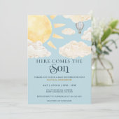 Here Comes the Son Watercolor Sun Cloud Whimsical  招待状 (スタンド正面)