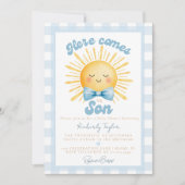 Here Comes the Son Yellow Sunshine Baby Shower 招待状 (正面)