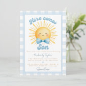 Here Comes the Son Yellow Sunshine Baby Shower 招待状 (スタンド正面)