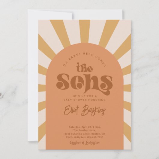 Here Comes The Sons Baby Shower Invitation  招待状 (正面)