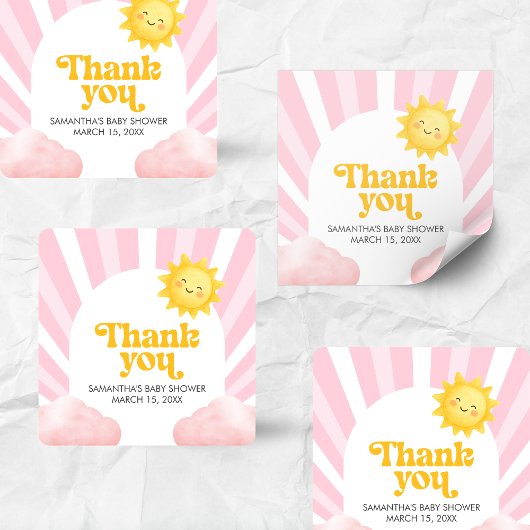 Here Comes the Sun Baby Shower スクエアシール