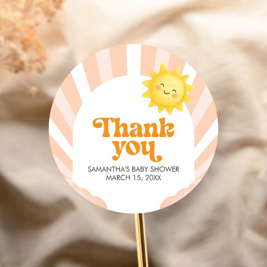 Here Comes the Sun Baby Shower ラウンドシール