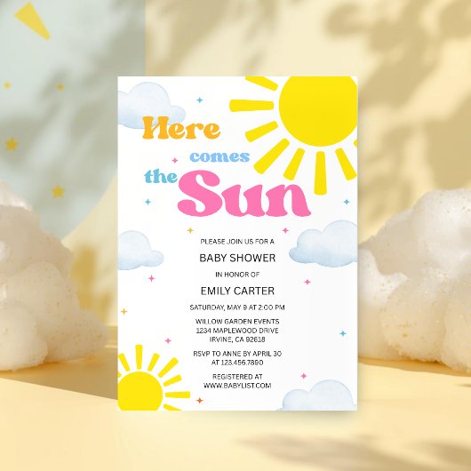 Here Comes the Sun Baby Shower Invitation 招待状